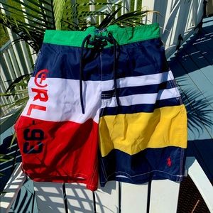 New Polo Ralph Lauren Men's Multicolor Graphic Print Board Swim Short, size (s)